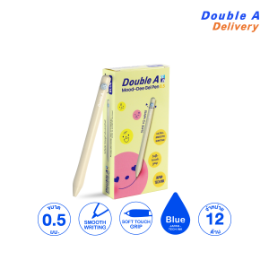 [12 ด้าม] ปากกาเจล ดั๊บเบิ้ล เอ 0.5 มม. รุ่น Mood-dee สีเหลืองพาสเทล หมึกน้ำเงิน