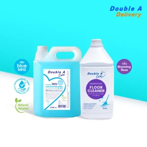 (เซต แอลกอฮอล์ 5000 ml คู่กับ ผลิตภัณฑ์ทำความสะอาดพื้นและฆ่าเชื้อโรค กลิ่น Blooming Rose 3.8L) Double A Care เซตทำความสะอาด